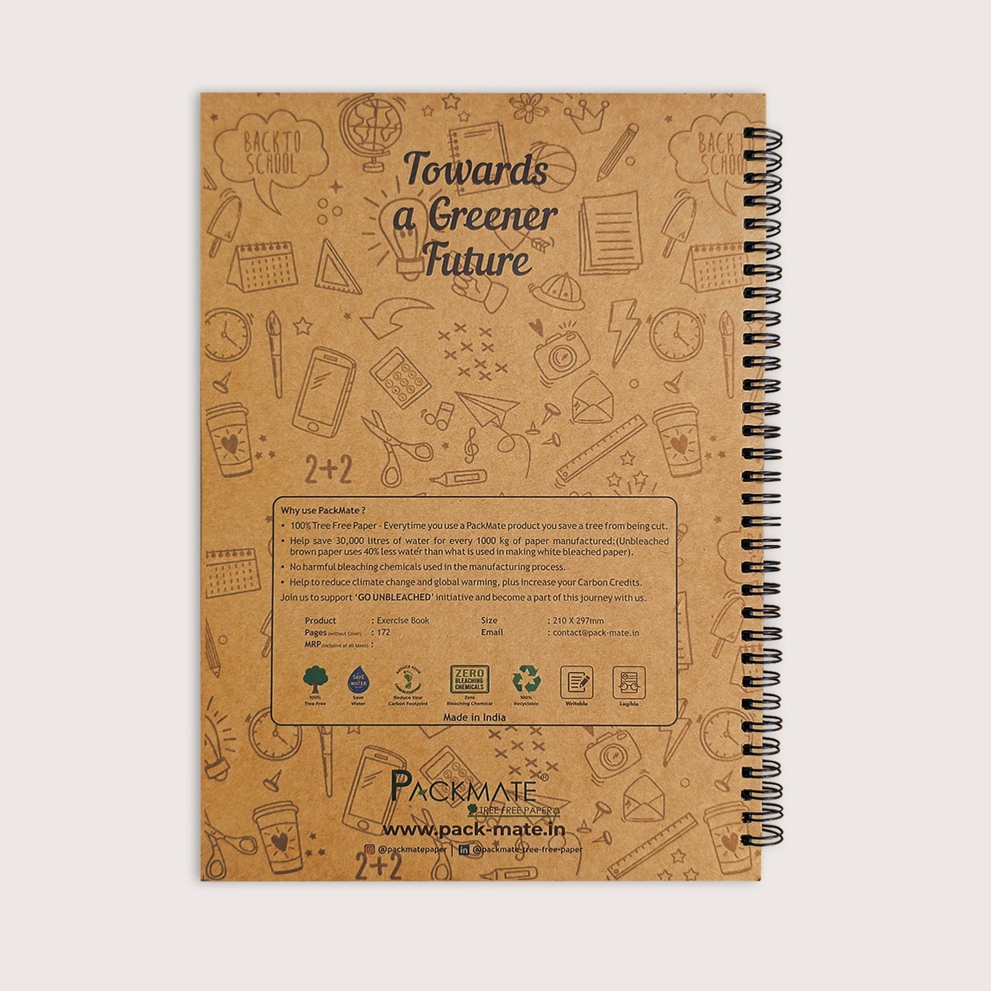 Packmate A4 Wiro Exercise Book - Ruled - Made From 100% Recycled Paper