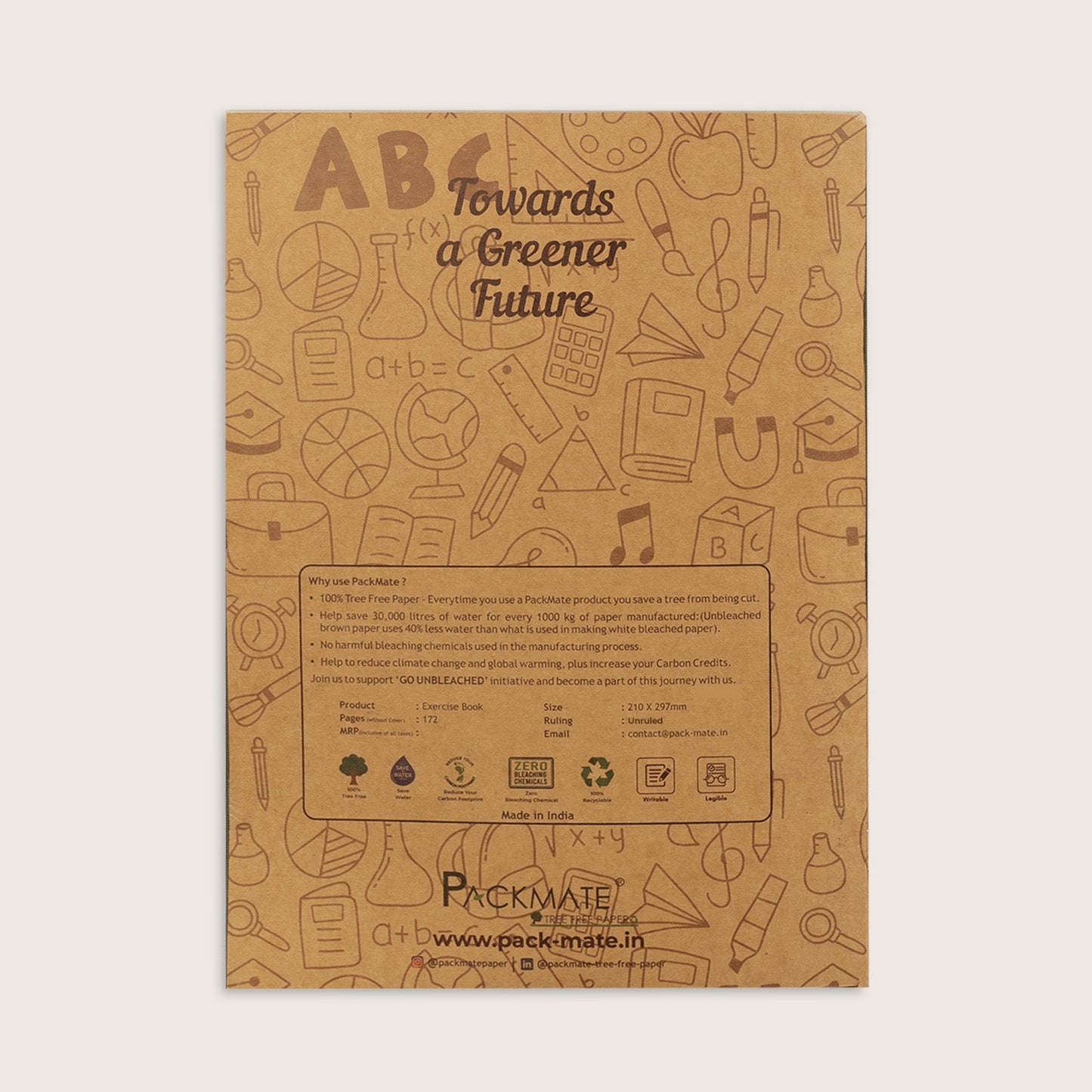 Packmate A4 Exercise Book - Unruled (Pack of 3) Made From 100% Recycled Paper