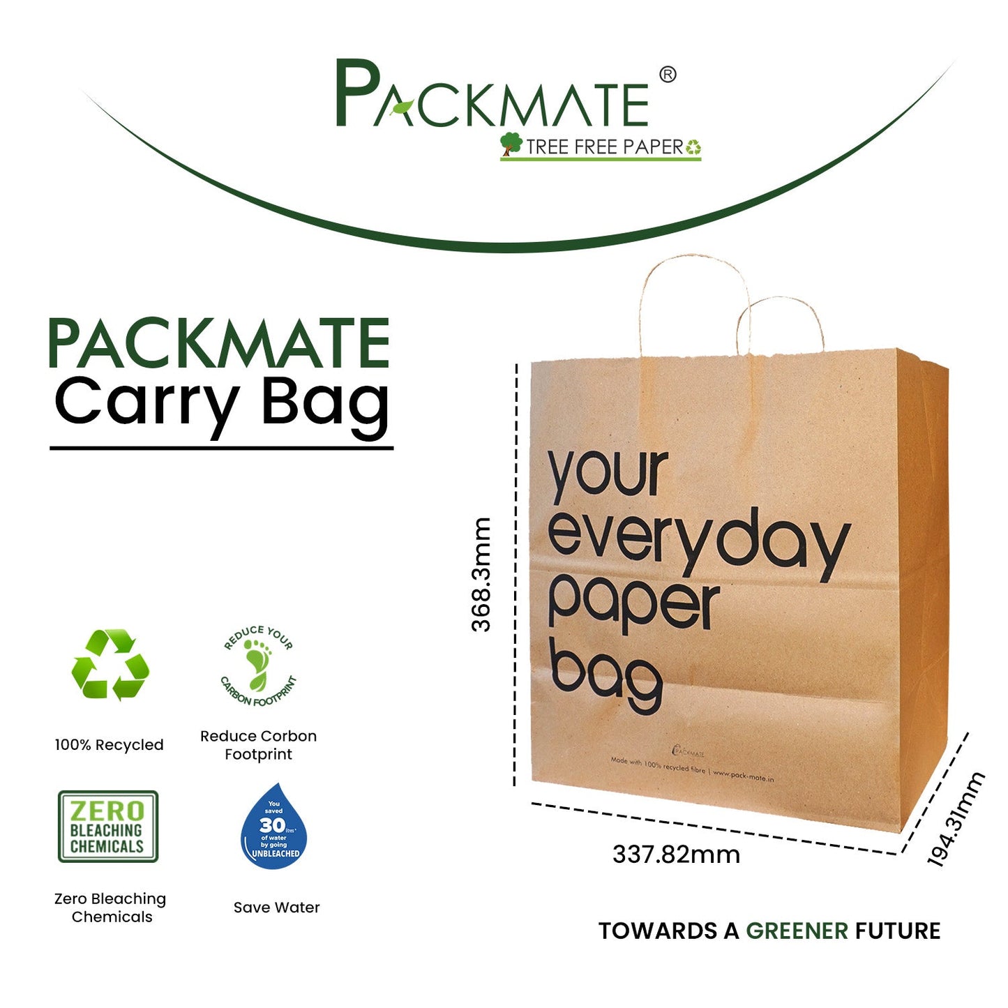 Packmate Carry Bag (Pack of 5) Made From 100% Recycled Paper