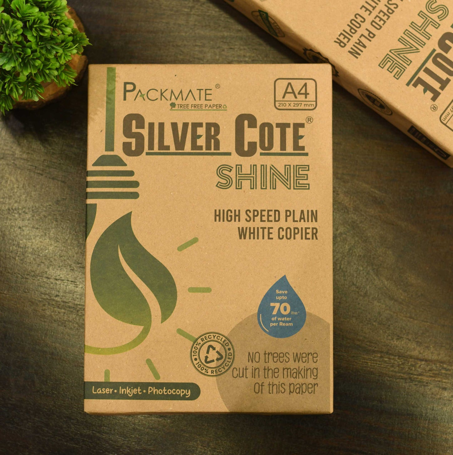 Packmate Silvercote Shine White A4 Copier, 500 Sheets | Made From 100% Recycled Paper