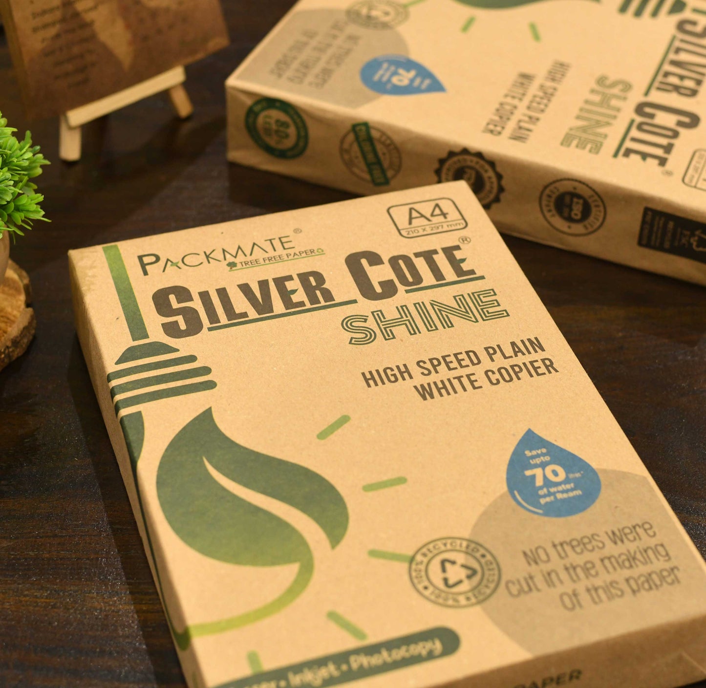 Packmate Silvercote Shine White A4 Copier, 500 Sheets | Made From 100% Recycled Paper