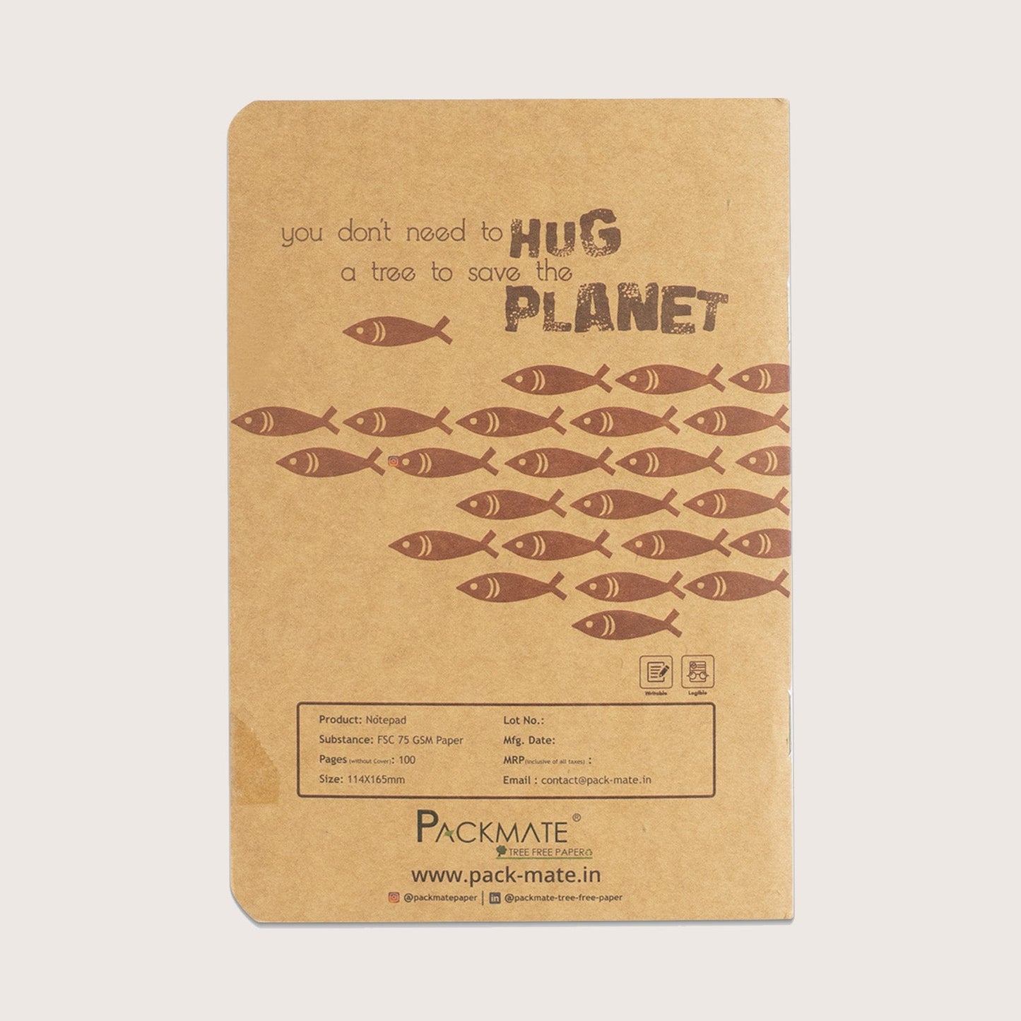Packmate Unruled Notepad (Pack of 5) Made From 100% Recycled Paper