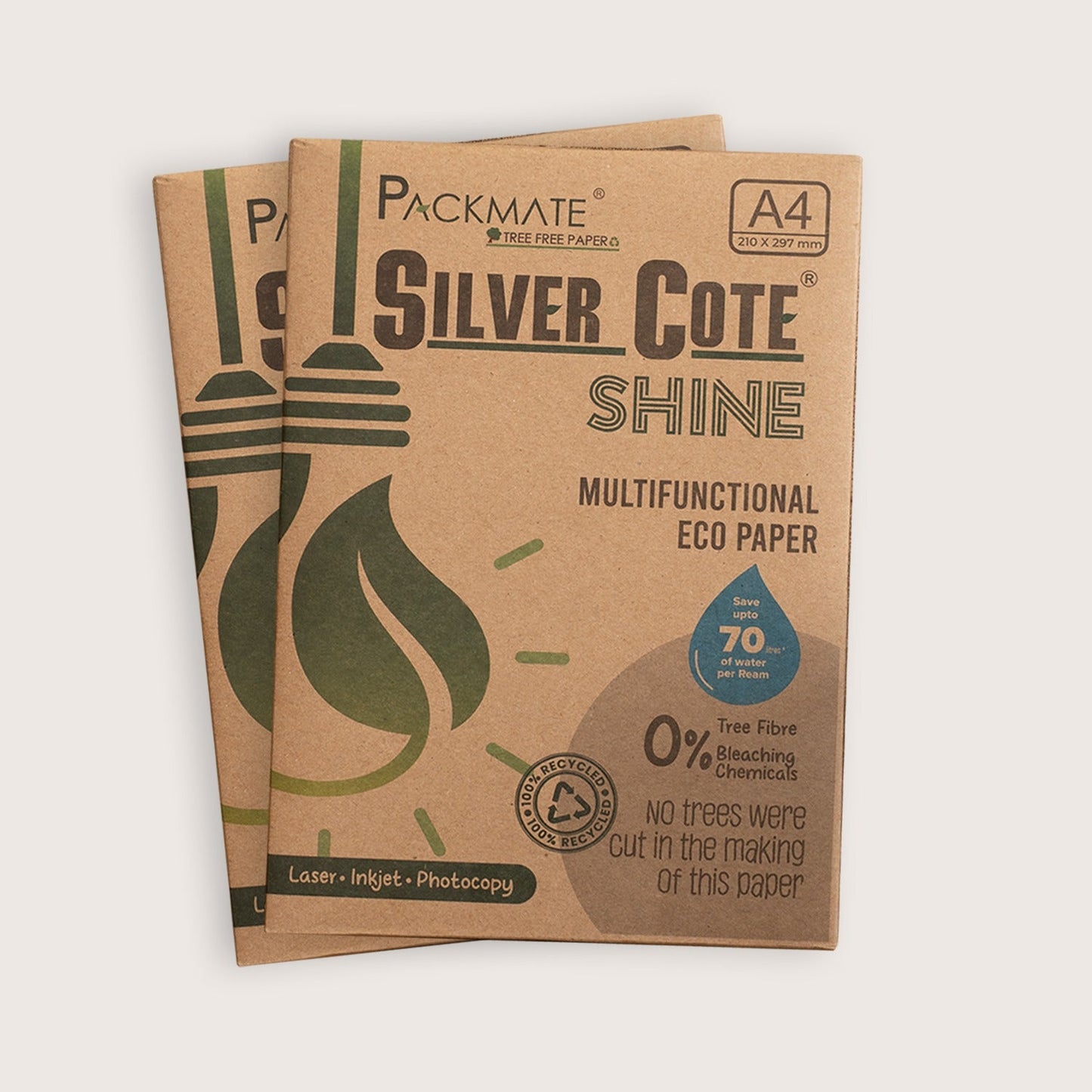 Packmate Silvercote Shine White A4 Copier, 500 Sheets | Made From 100% Recycled Paper
