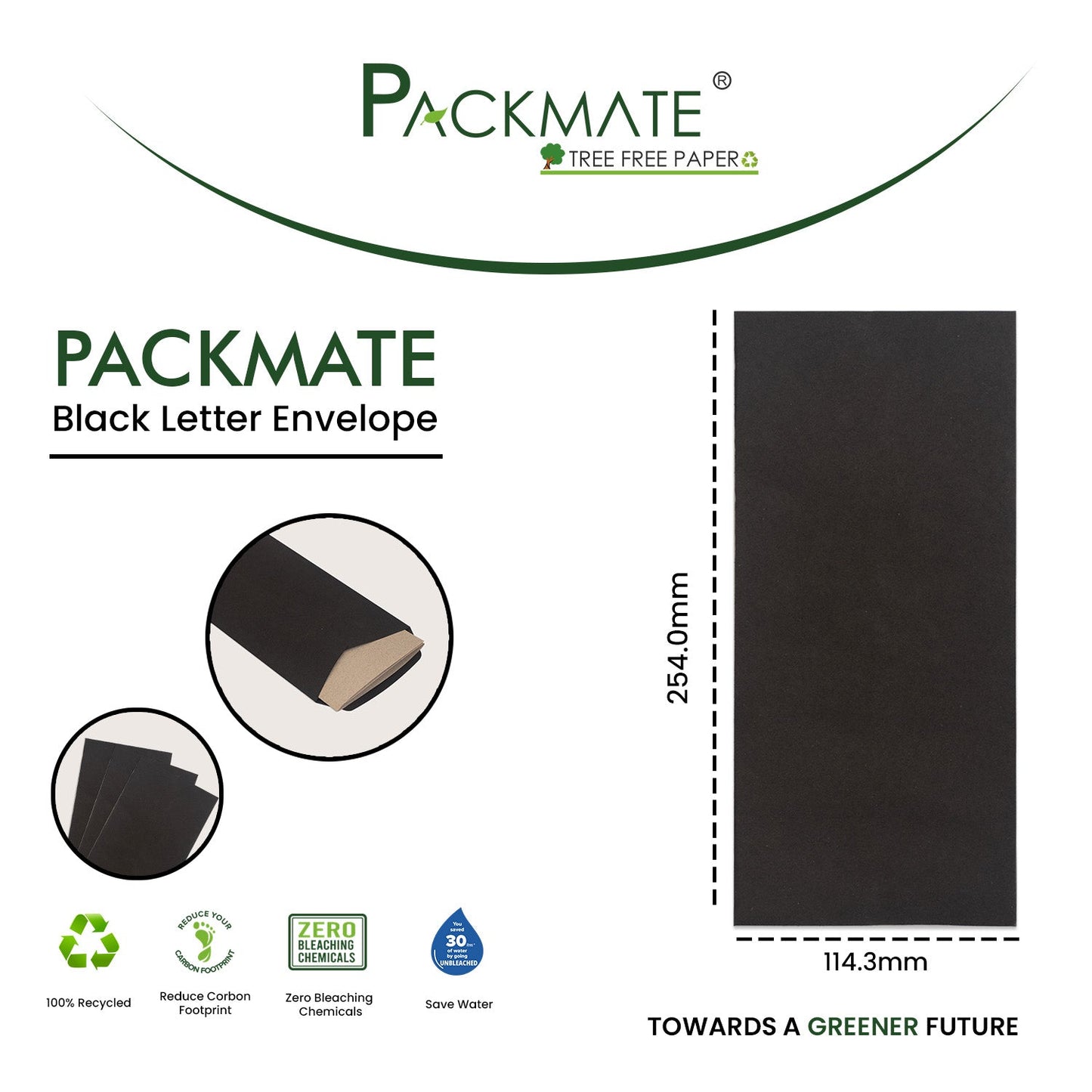 Packmate Black Office Envelope | Made from 100% Recycled Paper