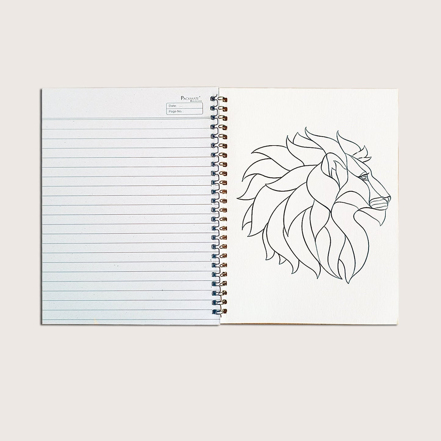 Packmate Zentangle Art Spiral Notebook (Lion Design) - Ruled (Pack of 3) Made From 100% Recycled Paper