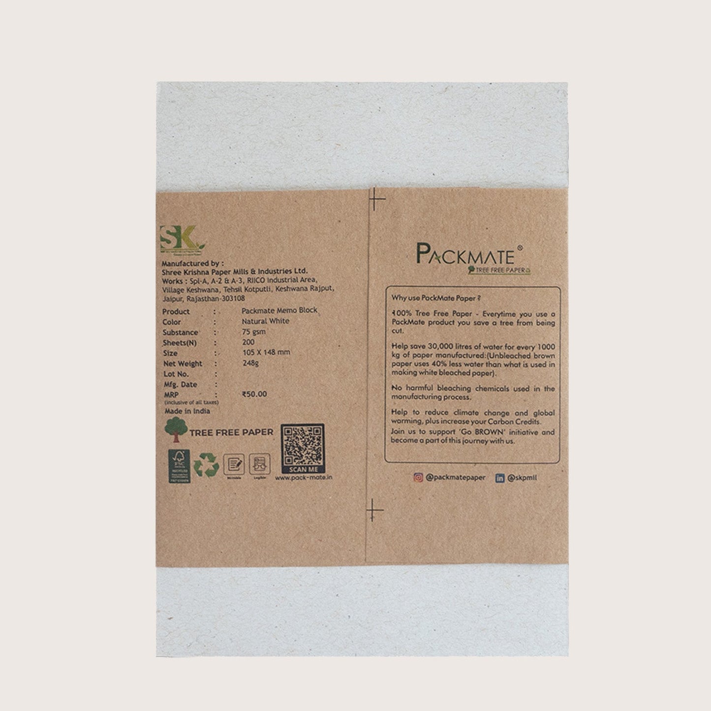 Packmate Memo Block (Pack of 5) Made From 100% Recycled Paper