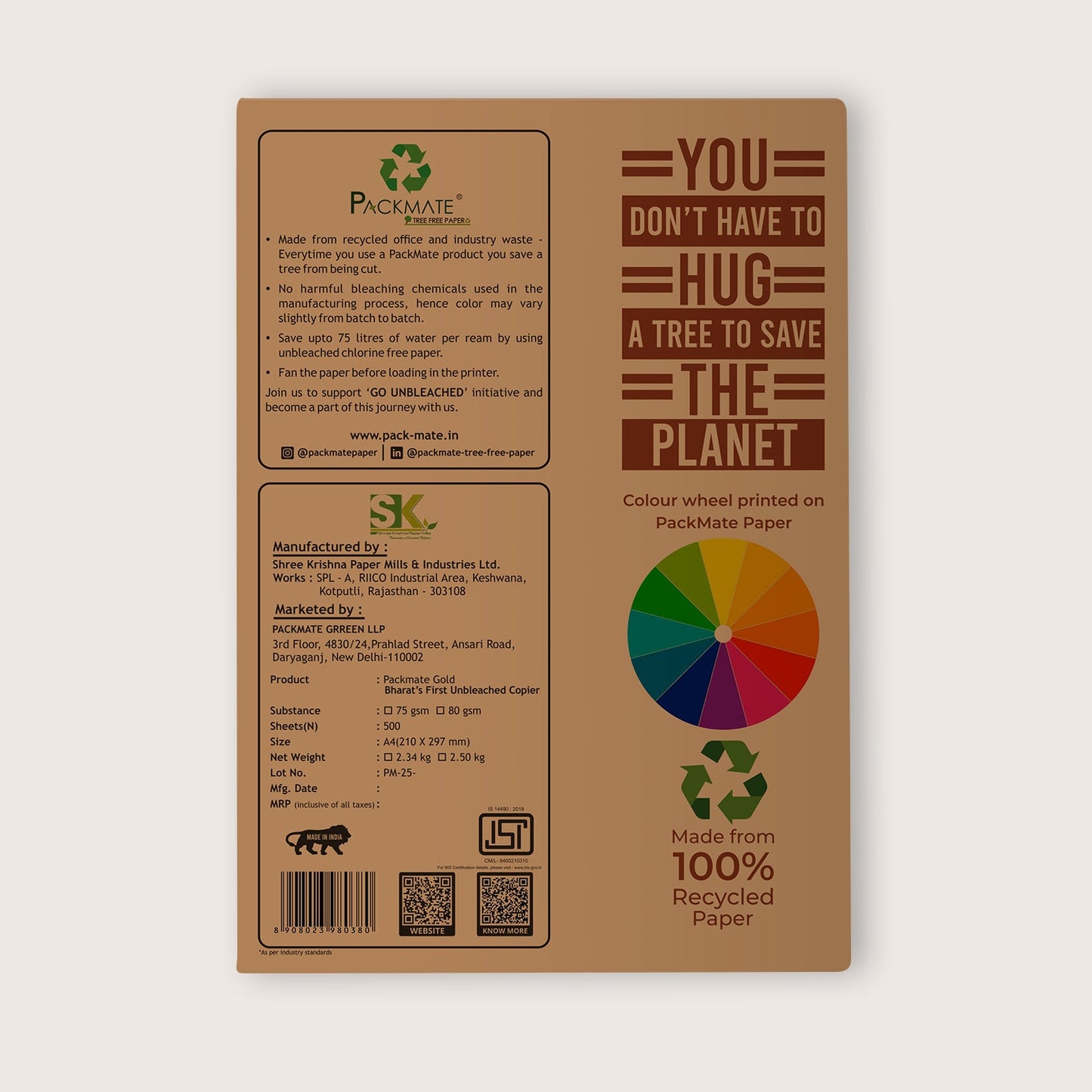 Packmate Gold Copier - A5, 1 Ream, 500 Sheet (Pack of 2) (Not Bright White) Made From 100% Recycled Paper