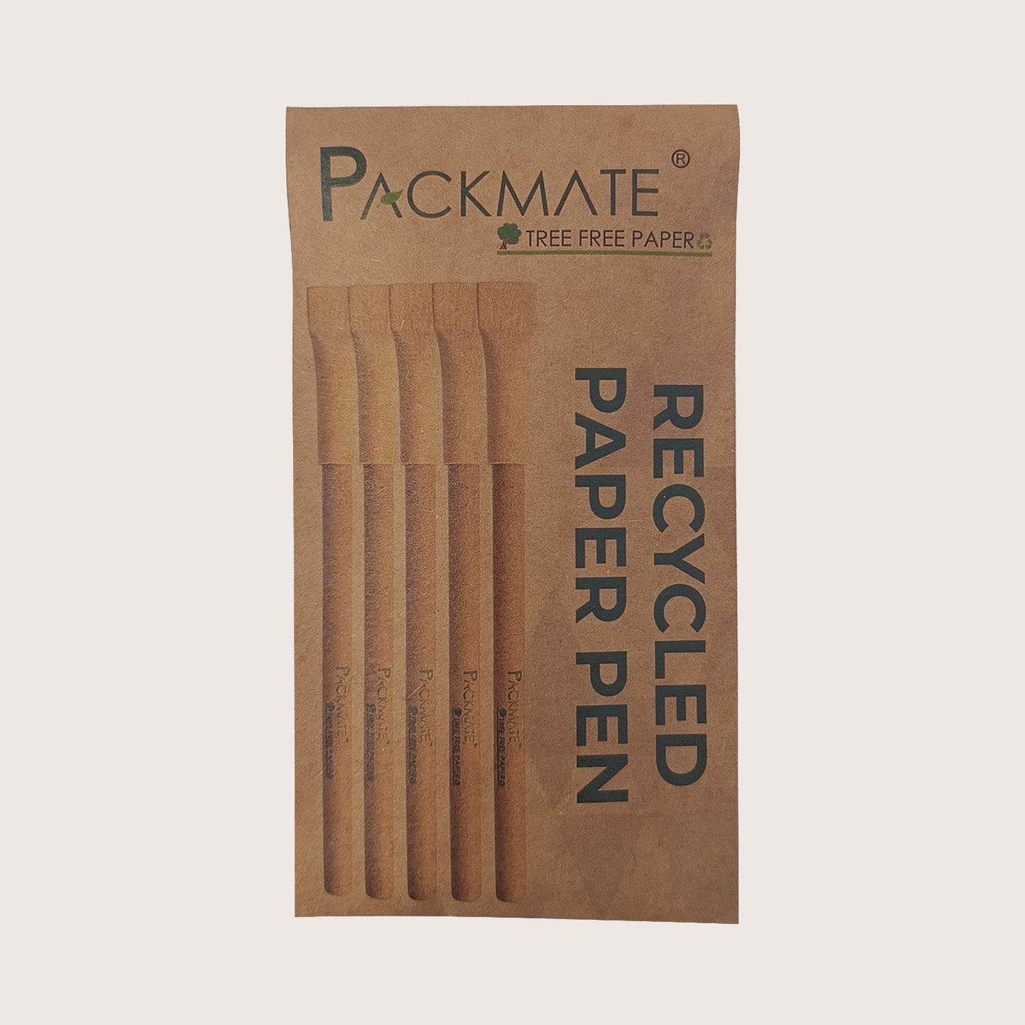 Packmate Recycled Paper Pens (Pack of 5) Made From 100% Recycled Paper