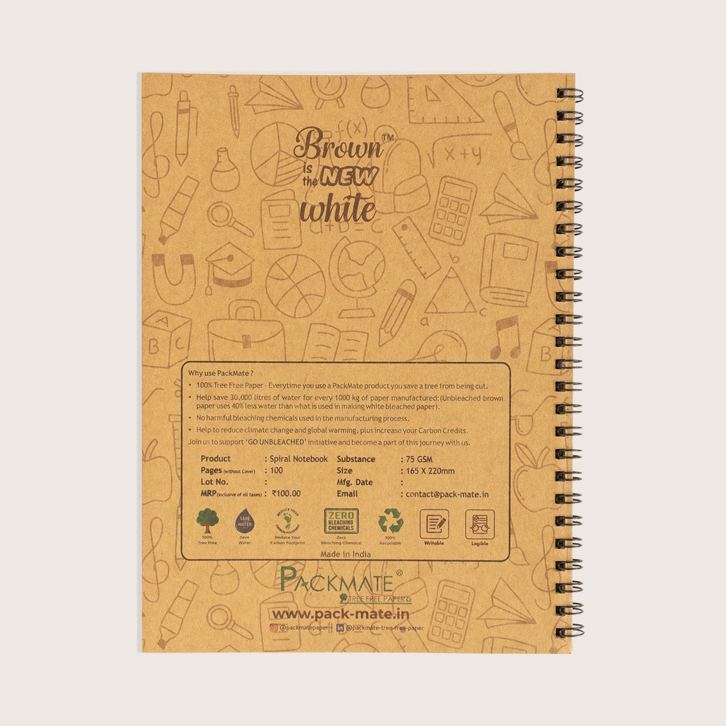 Packmate Spiral Notebook - Ruled (Pack of 3) Made From 100% Recycled Paper
