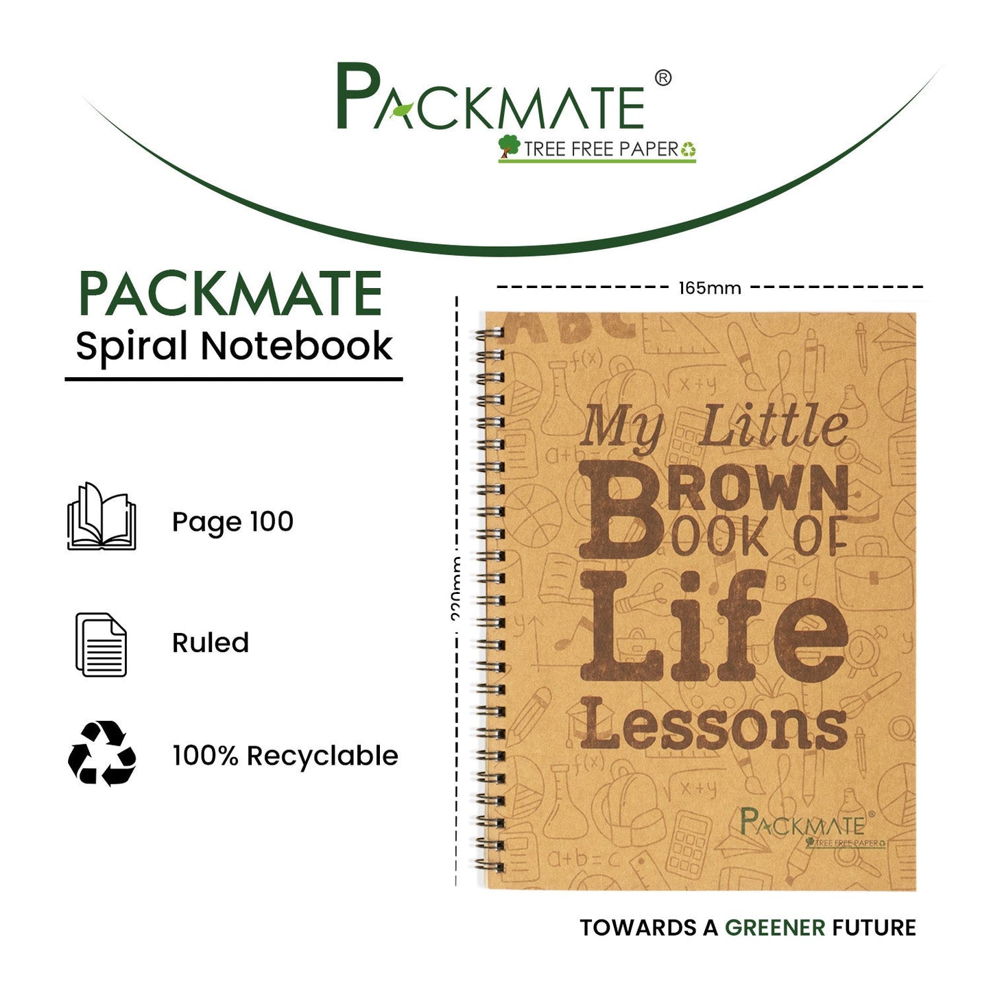 Packmate Spiral Notebook - Ruled (Pack of 3) Made From 100% Recycled Paper