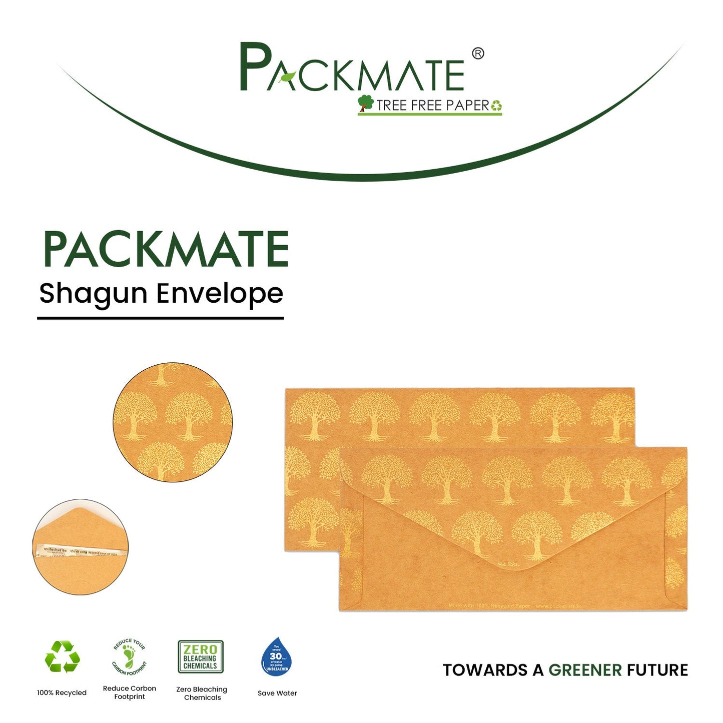 Packmate Shagun Envelope (Pack of 25) Made From 100% Recycled Paper