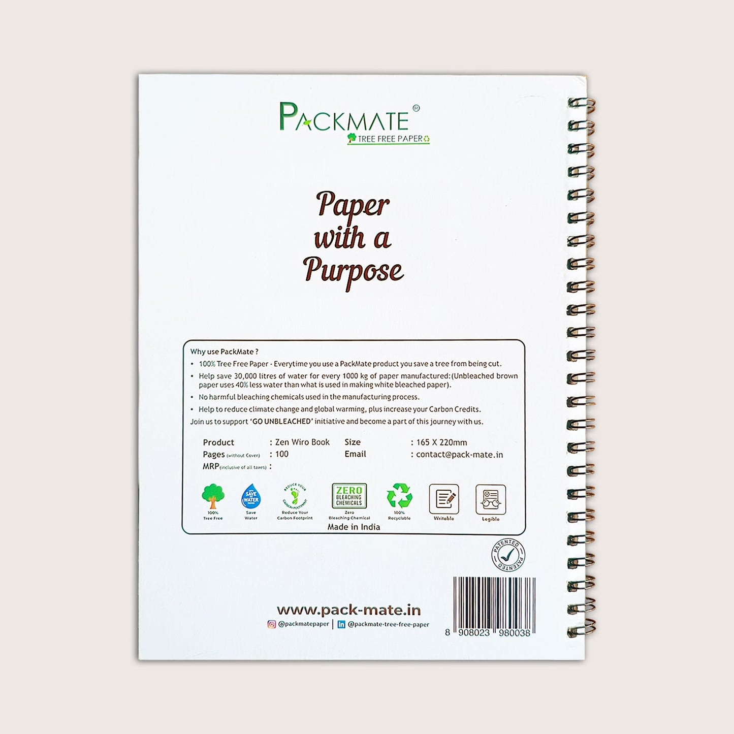 Packmate Zentangle Art Spiral Notebook (Lion Design) - Ruled (Pack of 3) Made From 100% Recycled Paper