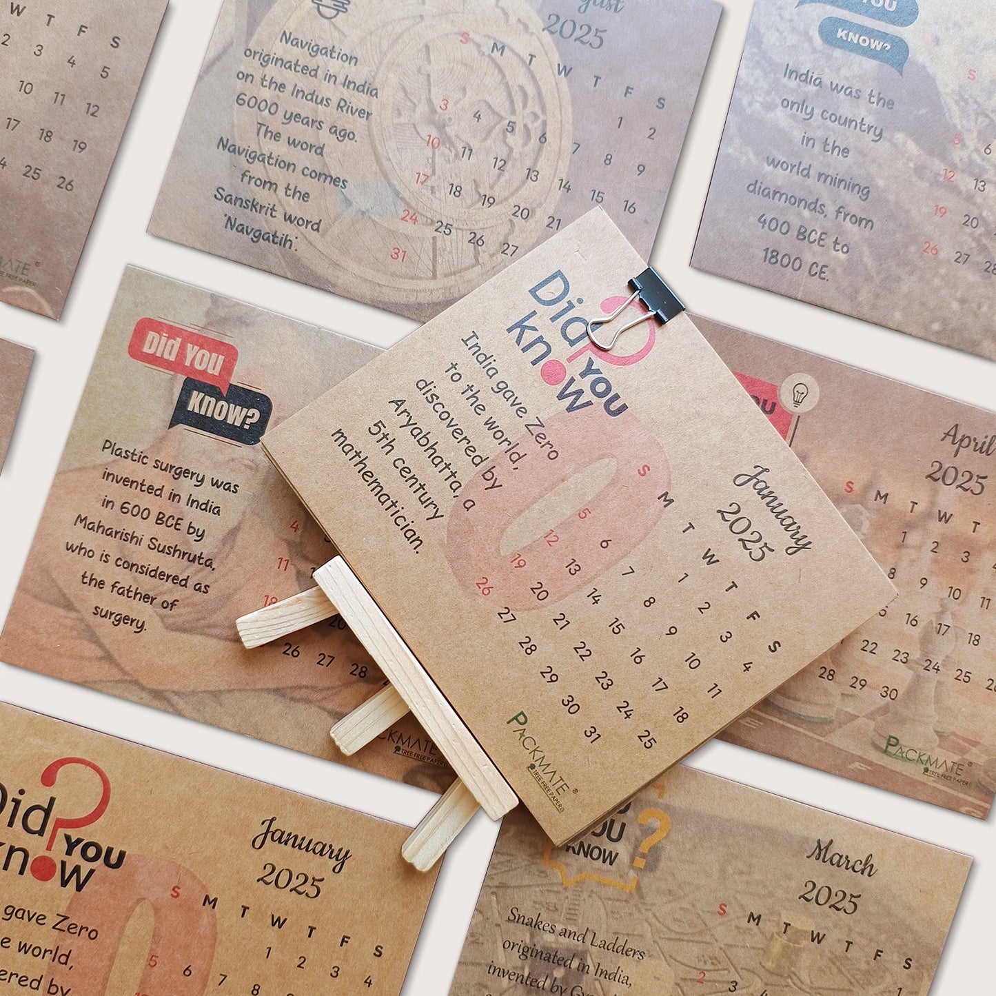 Packmate Calendar | 2025 (Pack of 2) Made From 100% Recycled Paper