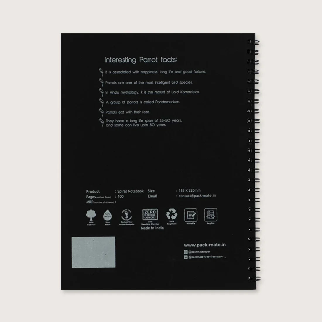 packmate spiral notebook backside