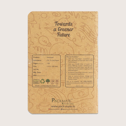 Packmate Unruled Notepad (Pack of 5)  Made From 100% Recycled Paper