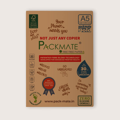 Packmate Gold Copier - A5, 1 Ream, 500 Sheet (Pack of 2) (Not Bright White)  Made From 100% Recycled Paper