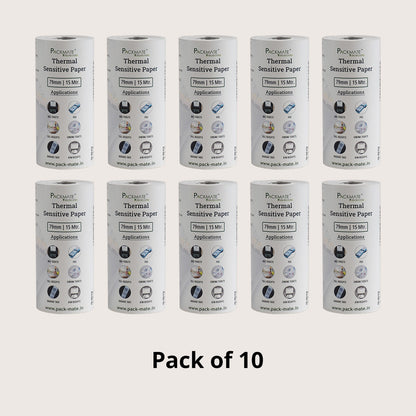 Packmate Thermal paper Roll | 79mm x 15mtr | Pack of 10 Roll