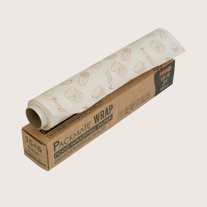 Packmate Wrap - Greaseproof Food Wraping Paper Combo (1 Brown + 1 White), 21 (15+6) Meter Roll