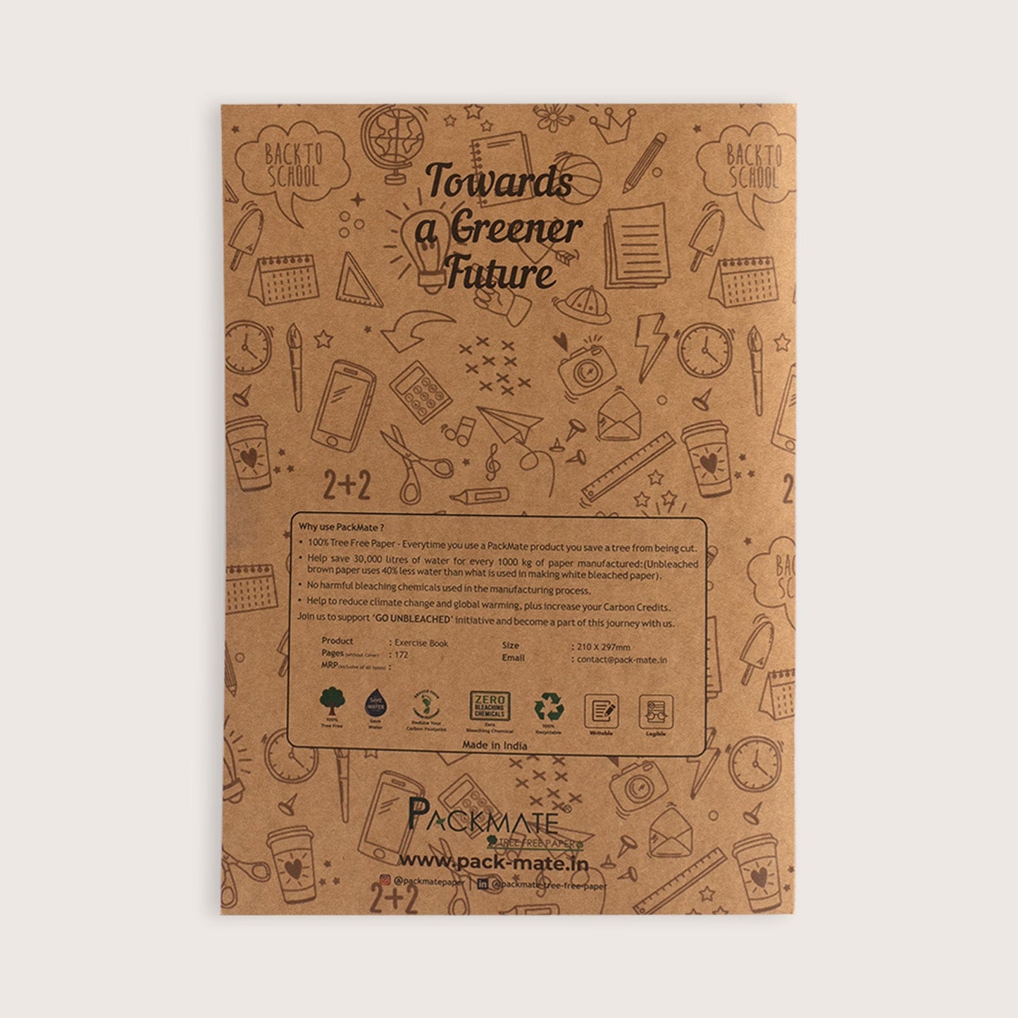 Packmate A4 Exercise Book -  Unruled (Pack of 3)  Made From 100% Recycled Paper