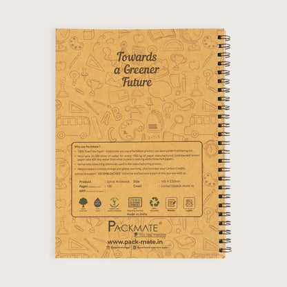 packmate spiral notebook - ruled  (pack of 5)  made from 100% recycled paper
